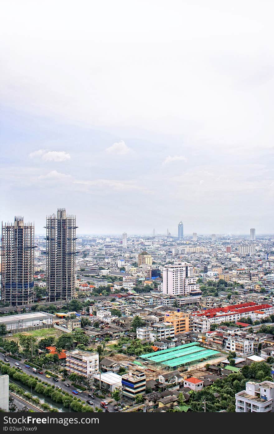 High angle view of Bangkok.