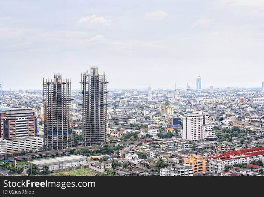 High angle view of Bangkok.