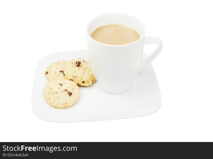 Coffee and cookies on a plate