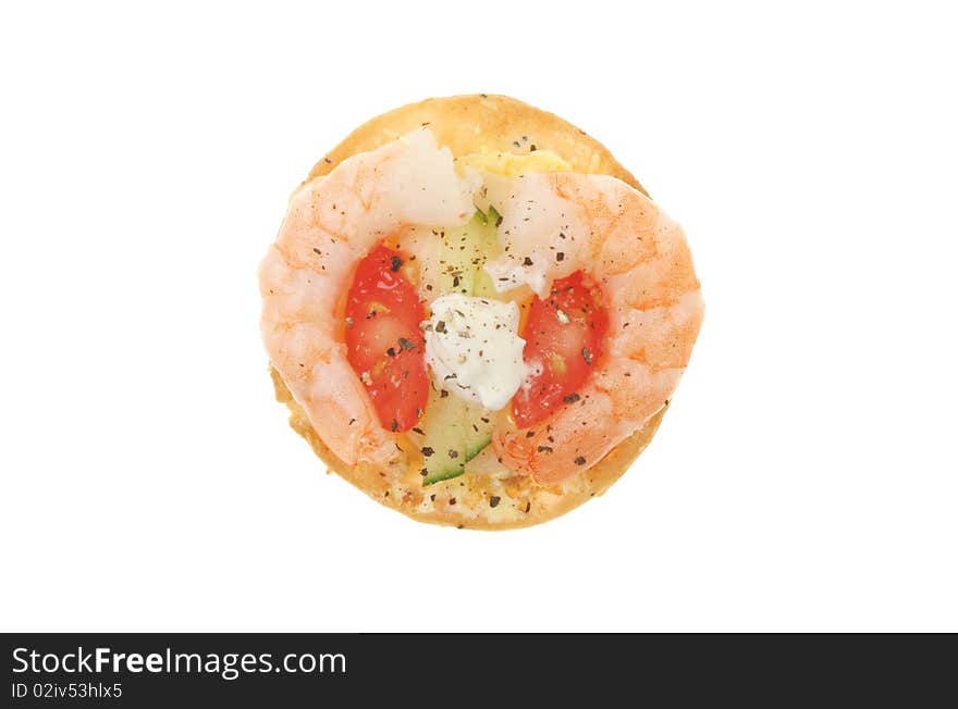 Prawn tomato and cucumber canape