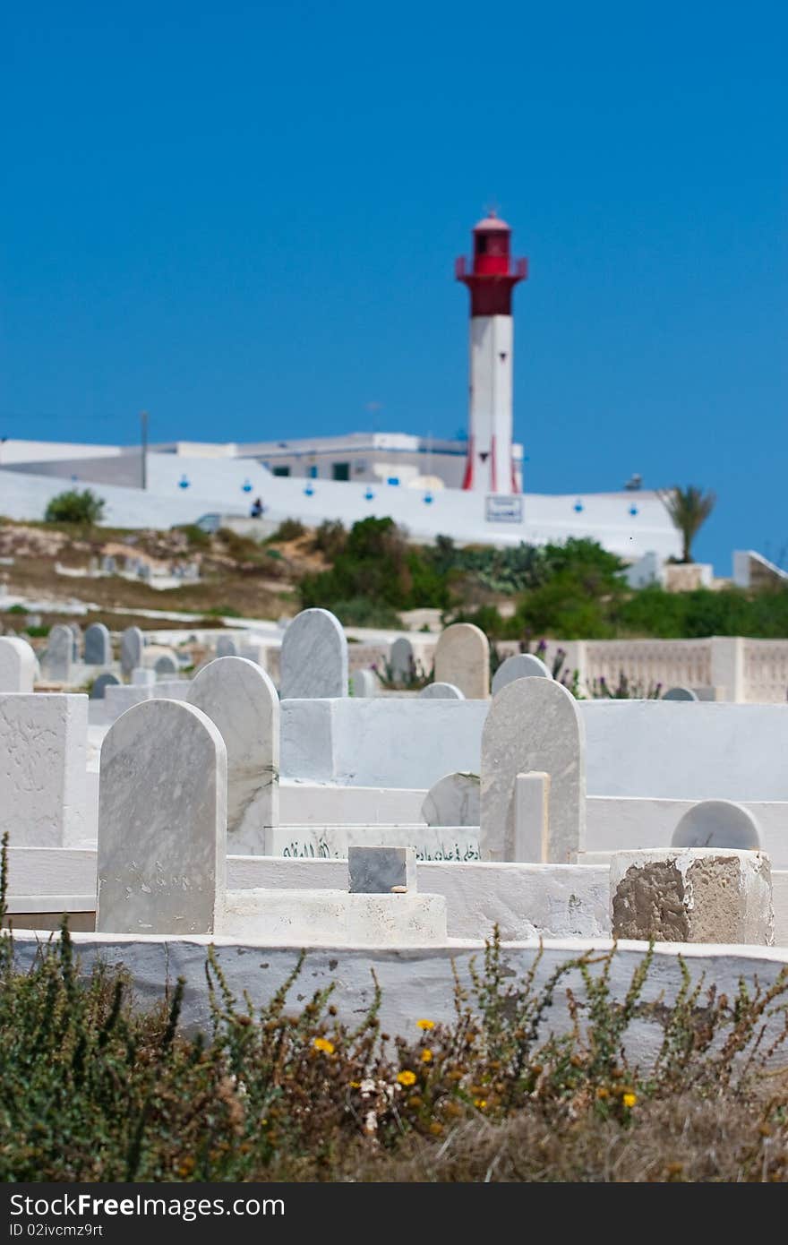 Cemetery and beacon. Tunis. Mahdia