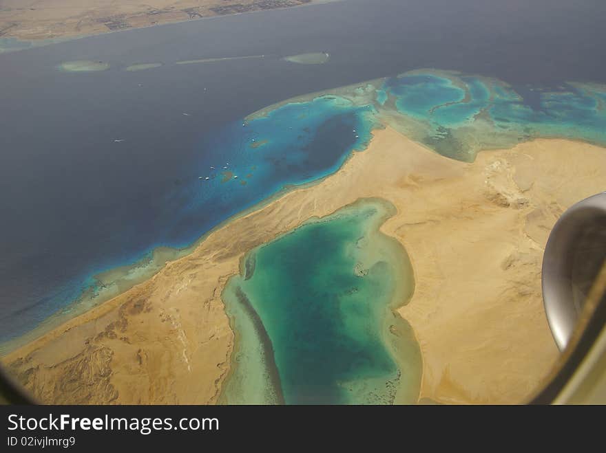 Flying over red sea