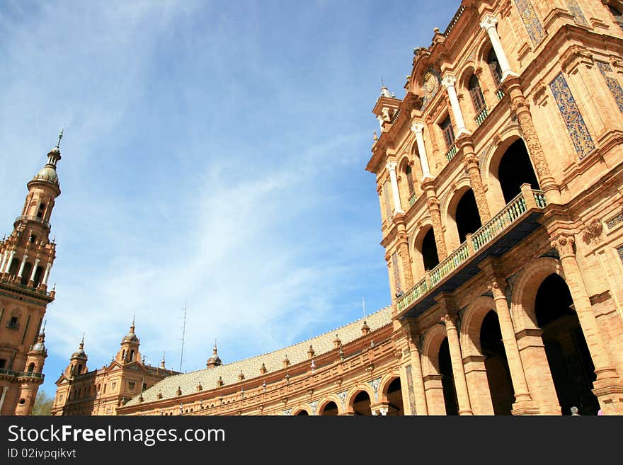 View of Plaza de Espana in Sevilla, Spain. View of Plaza de Espana in Sevilla, Spain