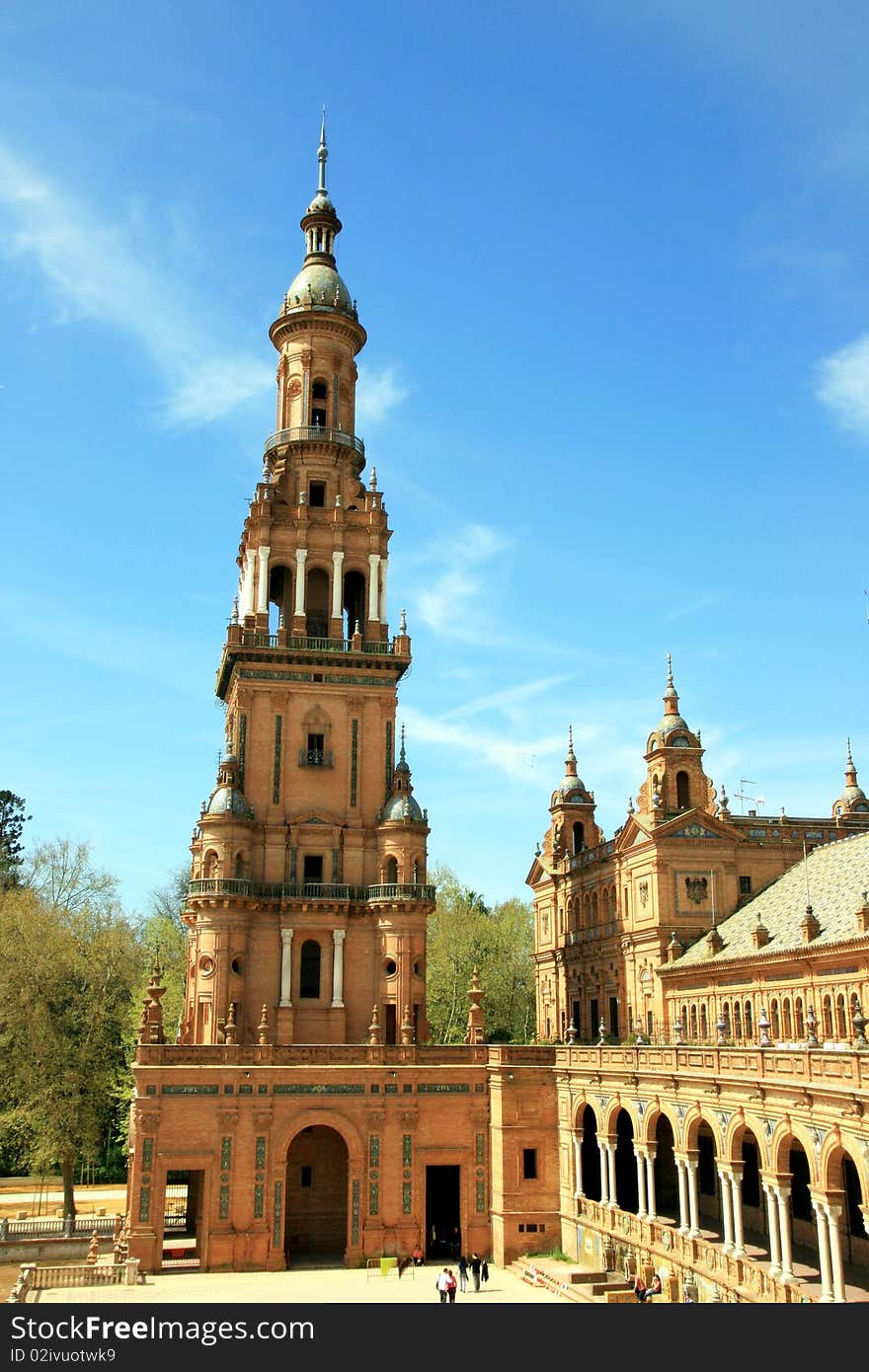 Sevilla, Plaza de Espana Palace tower. Spain