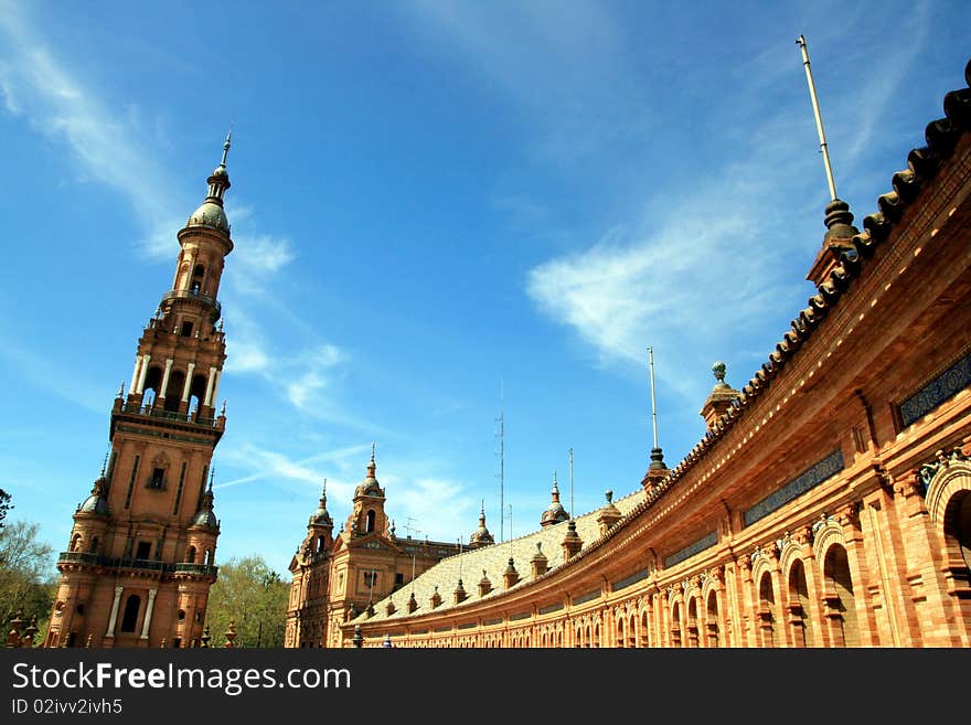 Sevilla, Plaza de Espana Palace tower. Spain