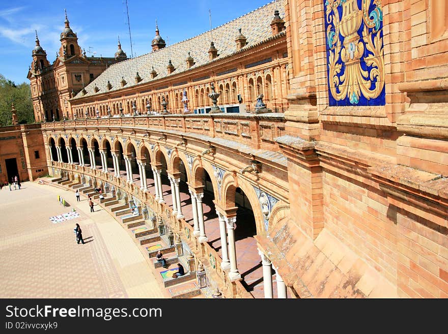 View of Plaza de Espana in Sevilla, Spain. View of Plaza de Espana in Sevilla, Spain