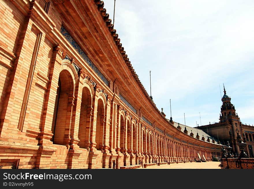 View of Plaza de Espana in Sevilla, Spain. View of Plaza de Espana in Sevilla, Spain