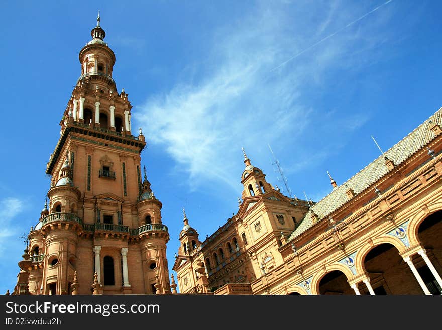 View of Plaza de Espana in Sevilla, Spain. View of Plaza de Espana in Sevilla, Spain