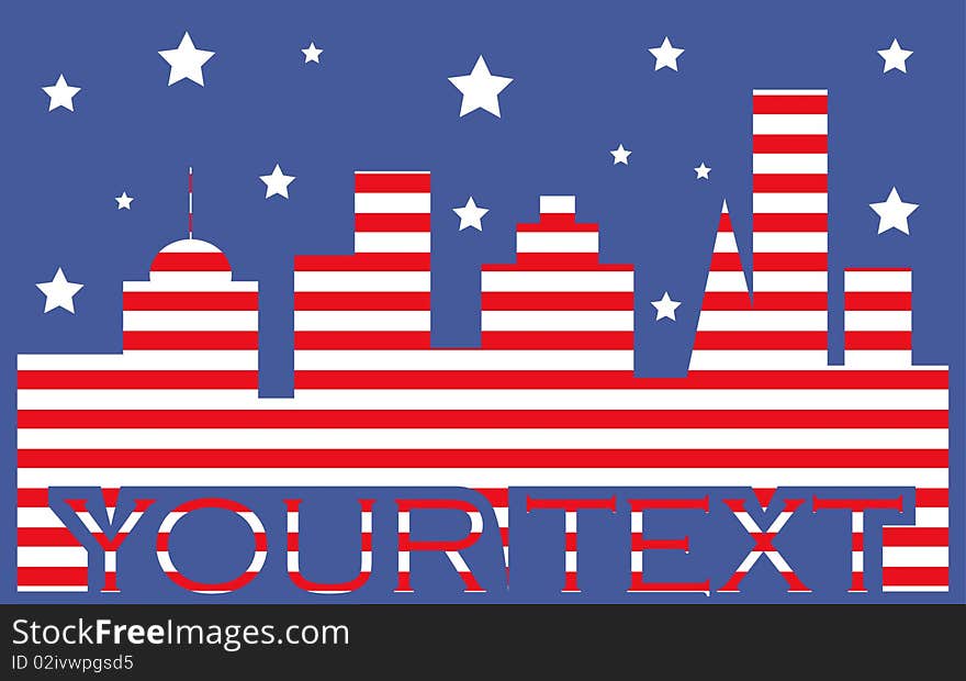 American flag background with text