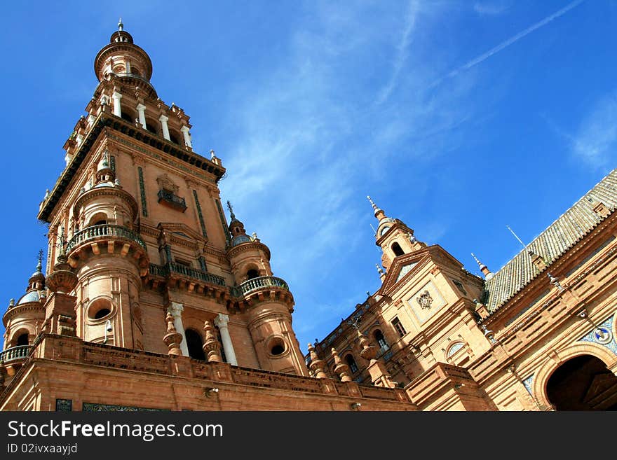 Sevilla, Plaza de Espana Palace tower. Spain