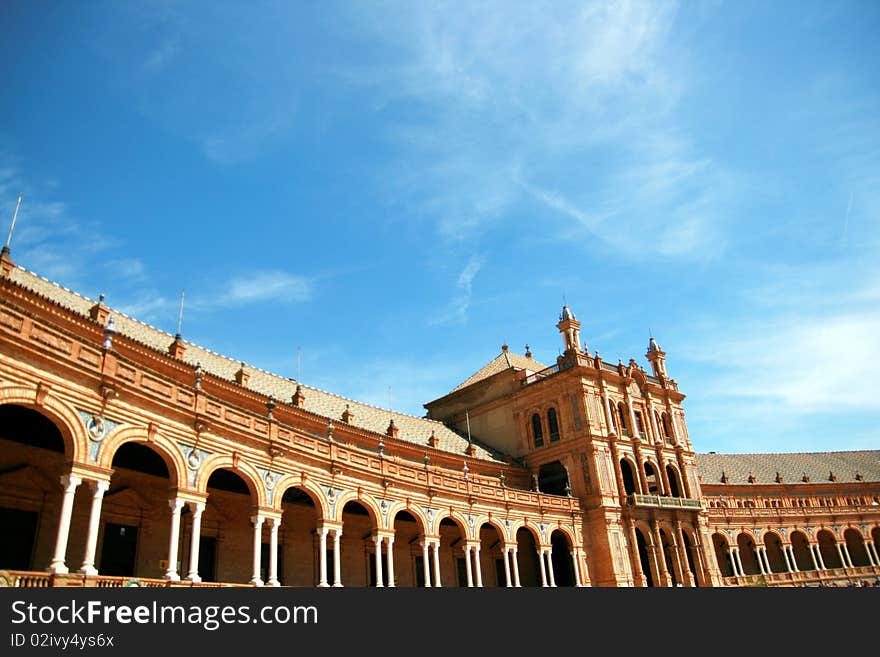 View of Plaza de Espana in Sevilla, Spain. View of Plaza de Espana in Sevilla, Spain