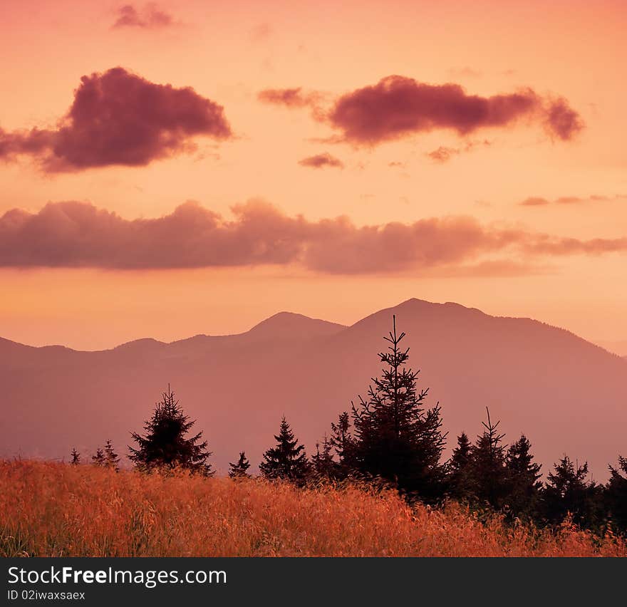 Mountain landscape with the sky and clouds. Mountain landscape with the sky and clouds