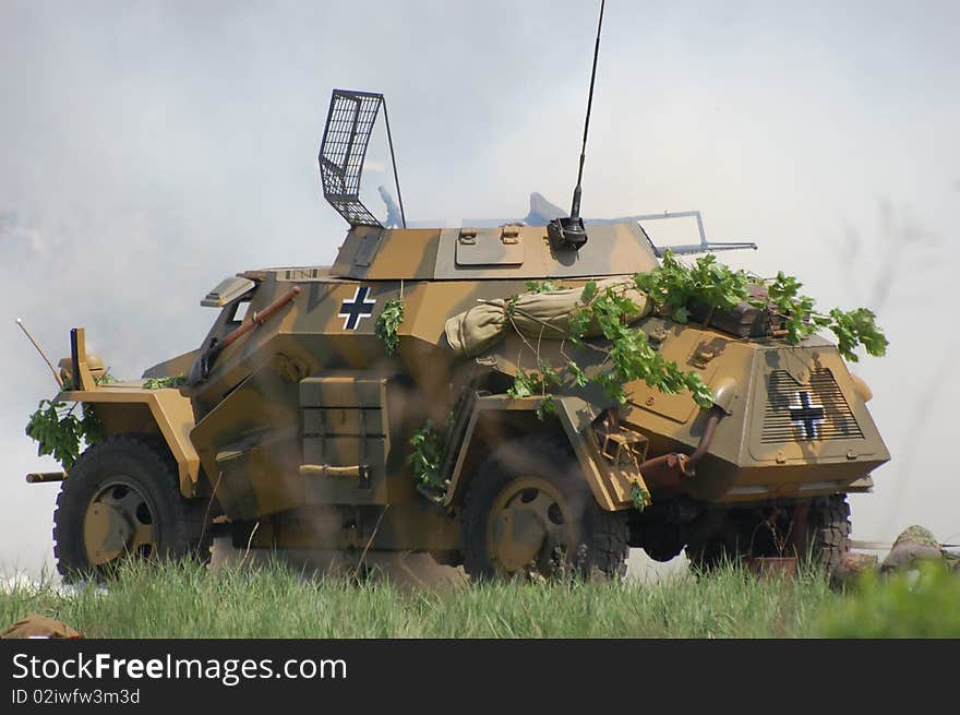 Replica of German armored truck during historical reenactment of 1945 WWII, May 10, 2010 in Kiev, Ukraine