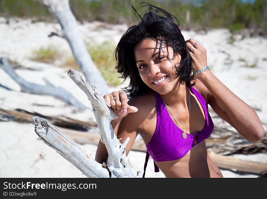 Beautiful caribbean brunette posing , close up