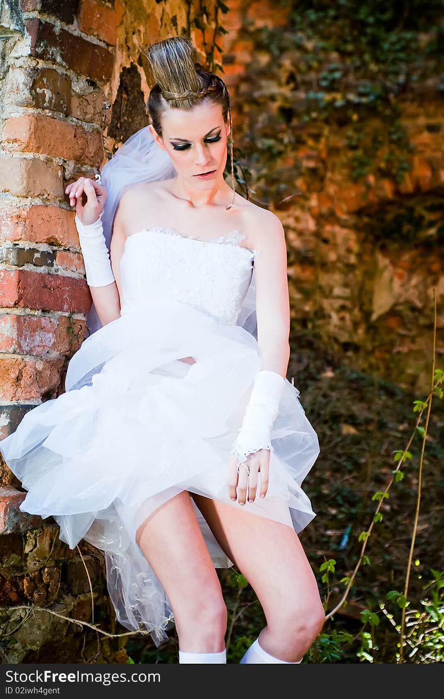 Bride By The Stone Wall