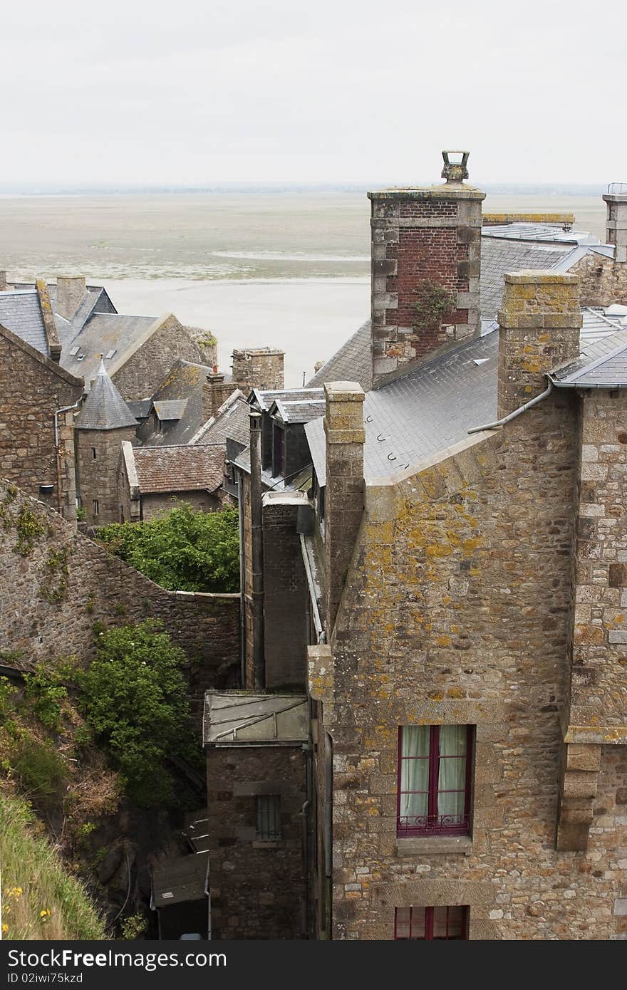 View of Mont Saint Michel from top. View of Mont Saint Michel from top