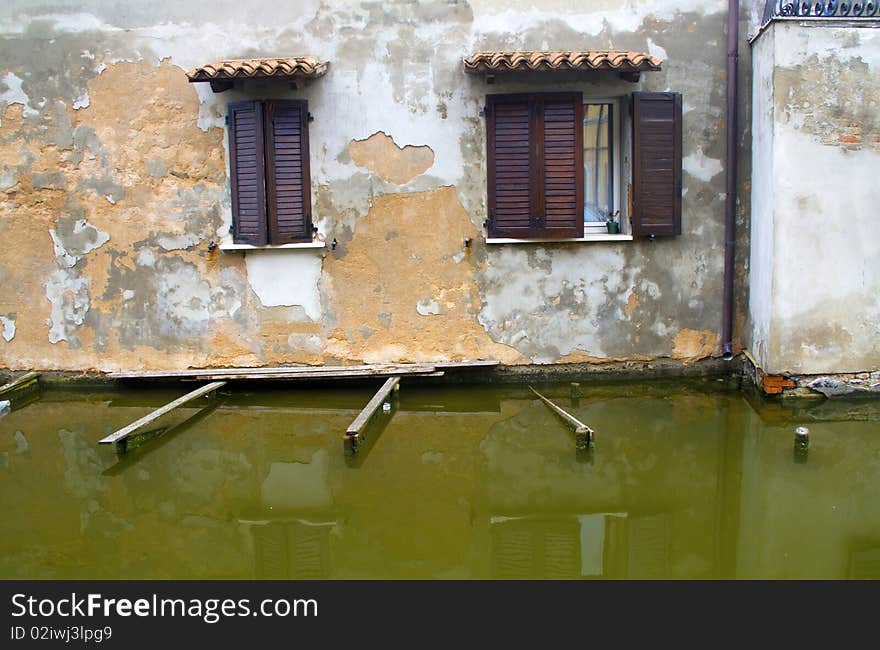 Window of an old house by the river