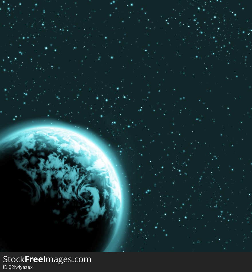 Planet earth in the starry background,abstract