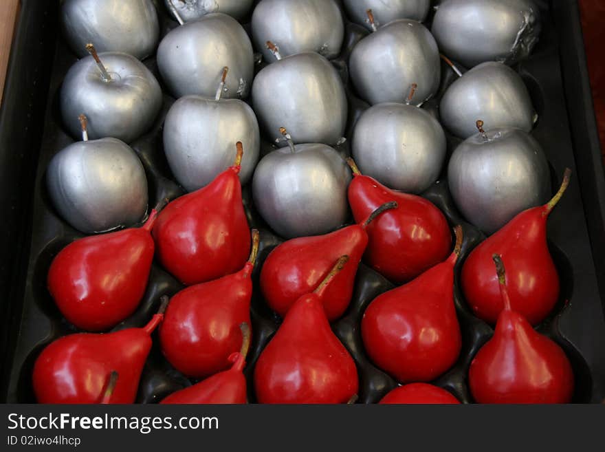 Christmas decoration of apples & pears