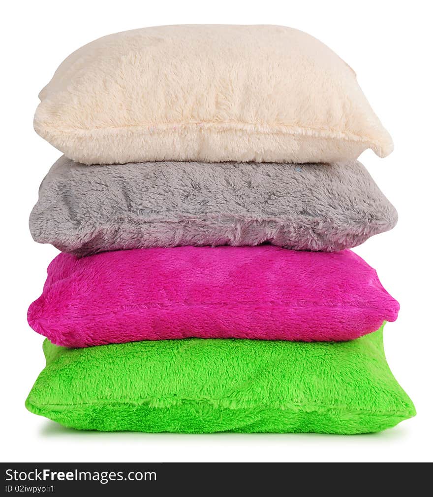 Colorful pillows isolated over white. Colorful pillows isolated over white.