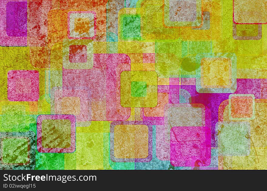 Grunge squares on the wall, abstract background