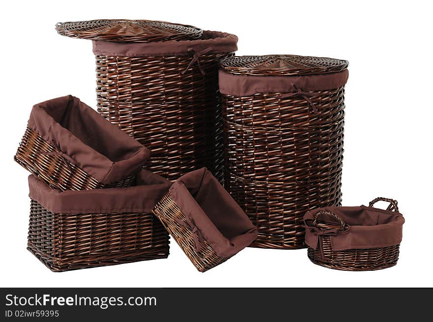 Straw baskets. Over white