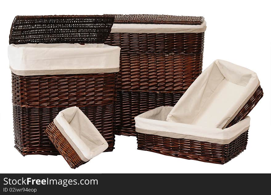 Straw Baskets. Over White