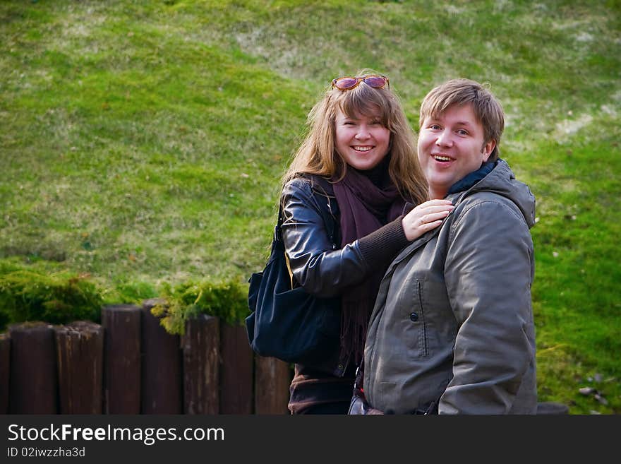 Portrait of a cheerful couple - they are laughing. Portrait of a cheerful couple - they are laughing