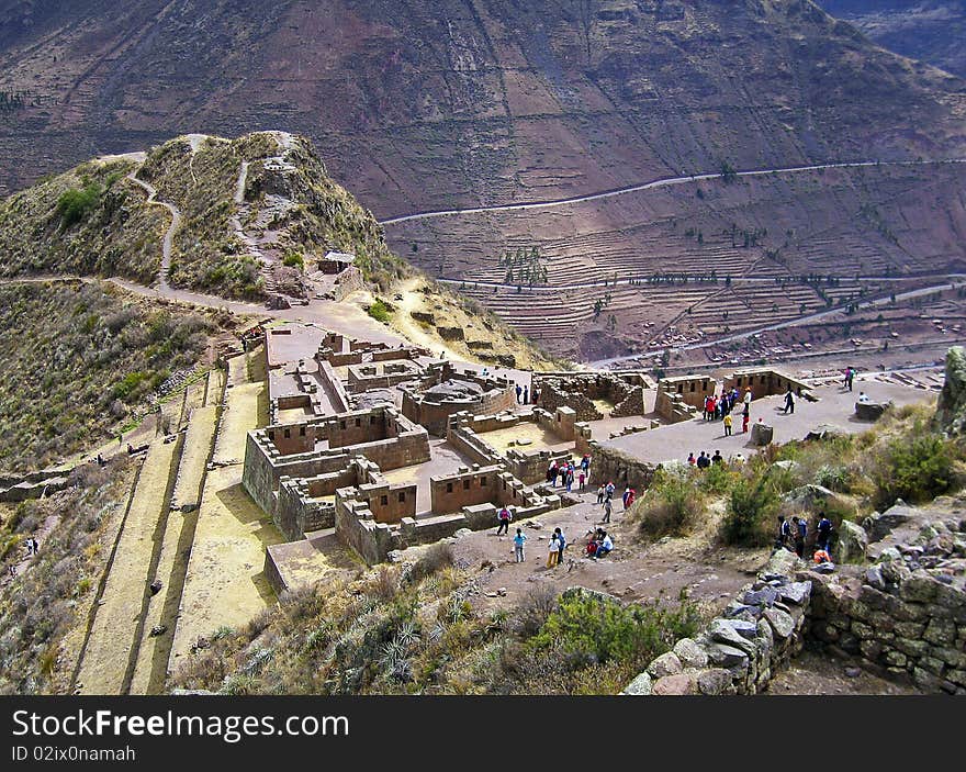 Inca ruins in Pisac, Urubamba valley, Peruvian Andes. Inca ruins in Pisac, Urubamba valley, Peruvian Andes