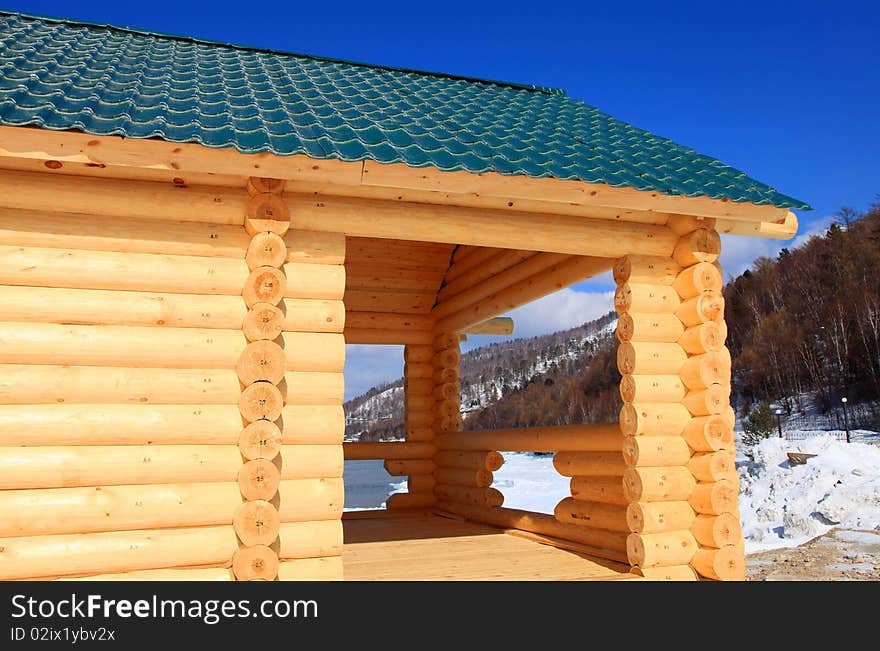 Part of a lodge cabin. Part of a lodge cabin.