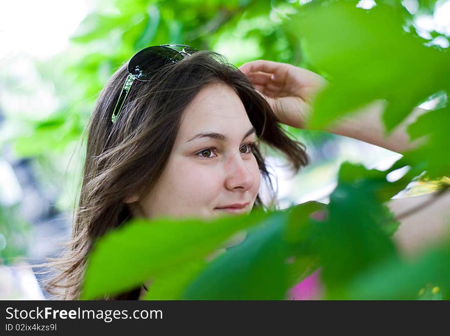 Teen girl with sunglasses