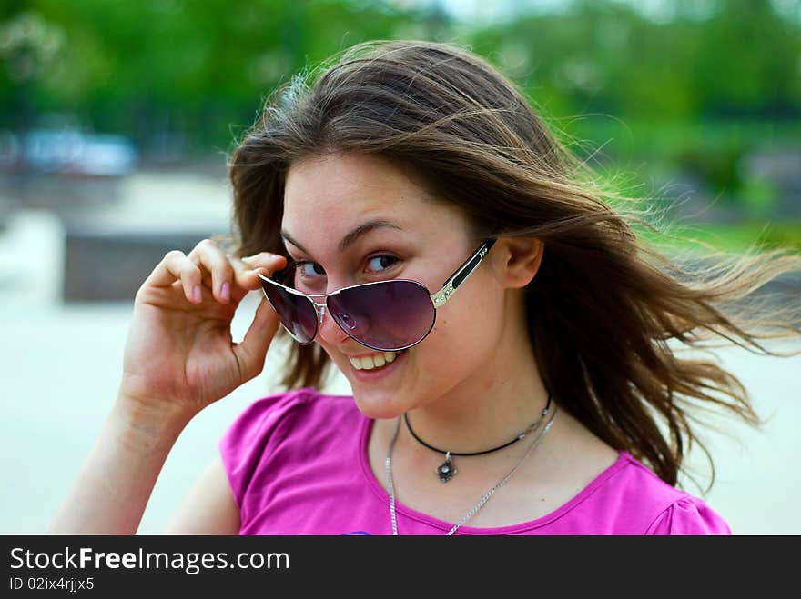 Teen girl in sunglasses