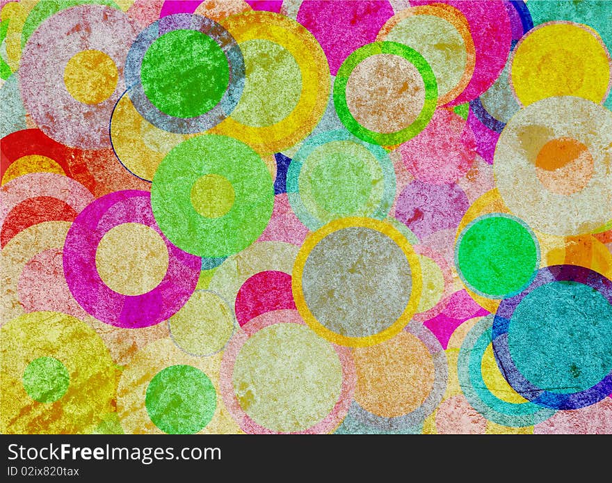 Grunge circles on the wall, abstract background