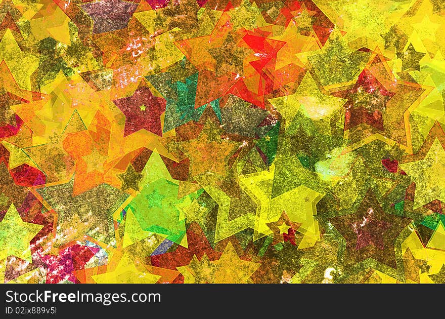 Grunge Stars on the wall, abstract background