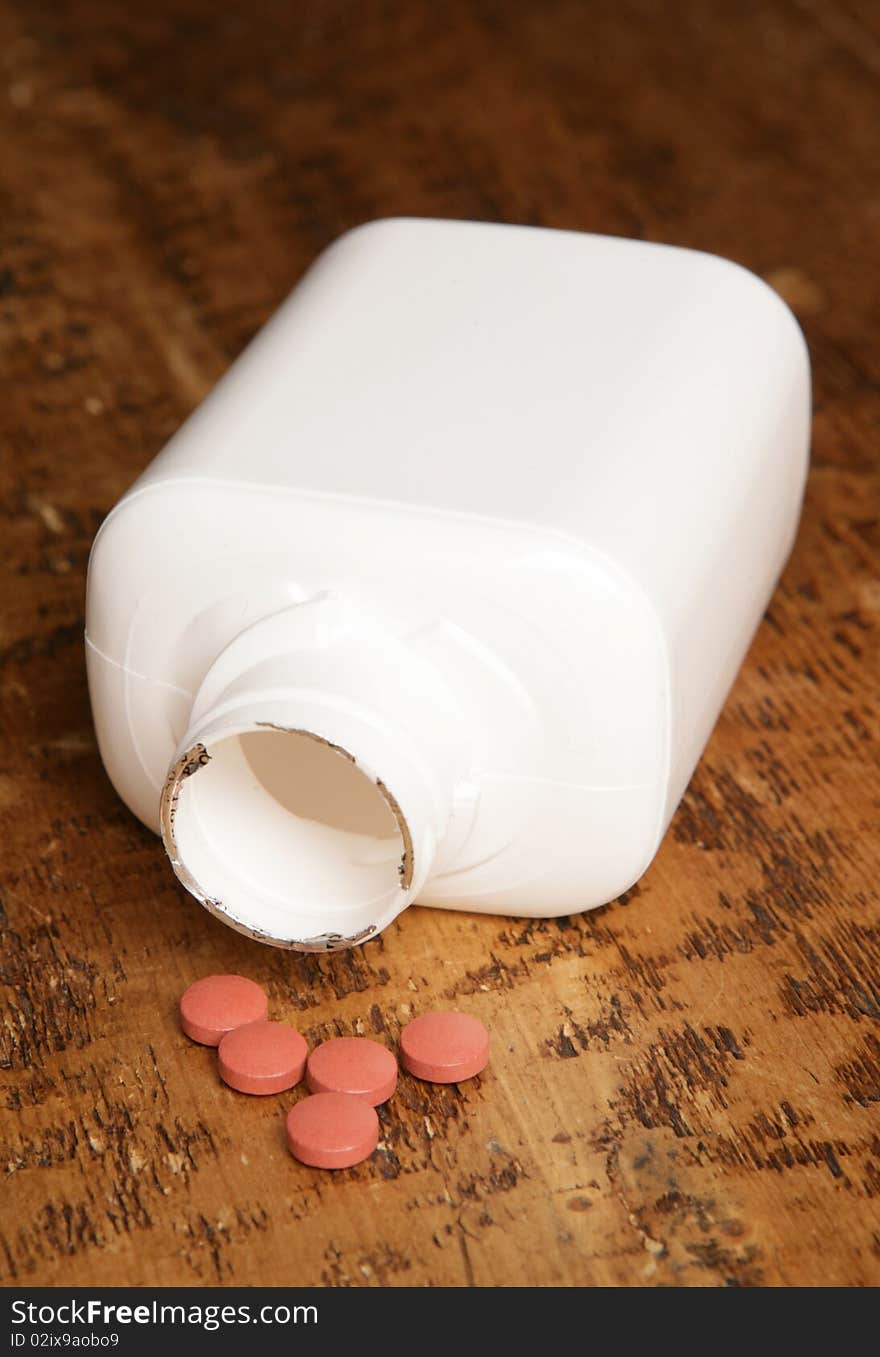 Vitamin tablets on a table studio portrait