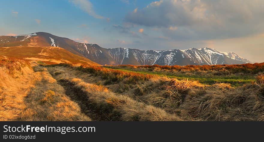 Evening in mountains