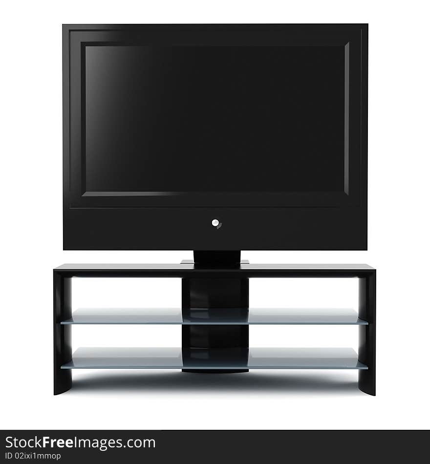 3d tv set, studio render, on white