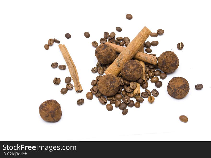 Coffee beans and truffles