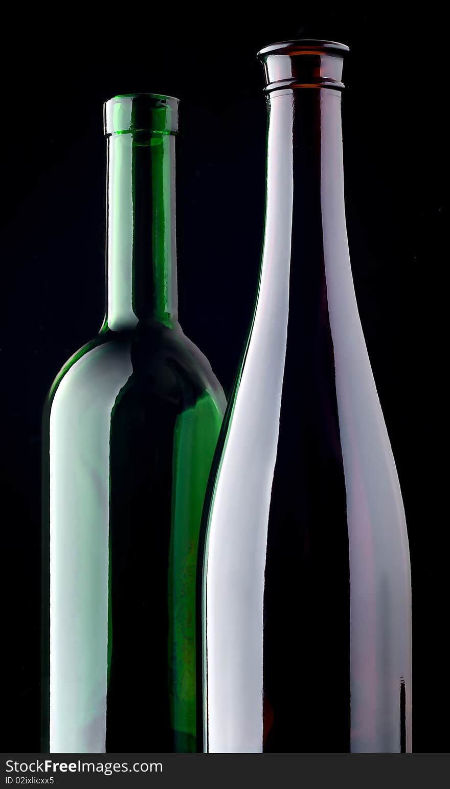 Bottles of wine on a black background. Bottles of wine on a black background