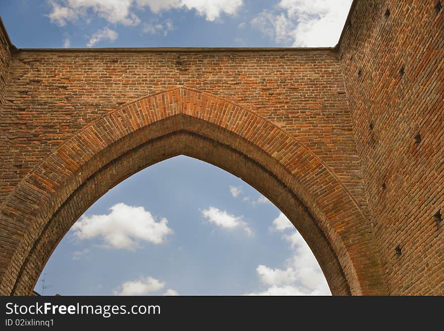 Ancient arch in bologna , each one town doors