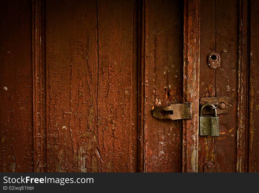 Old wooden door on the castle. Old wooden door on the castle