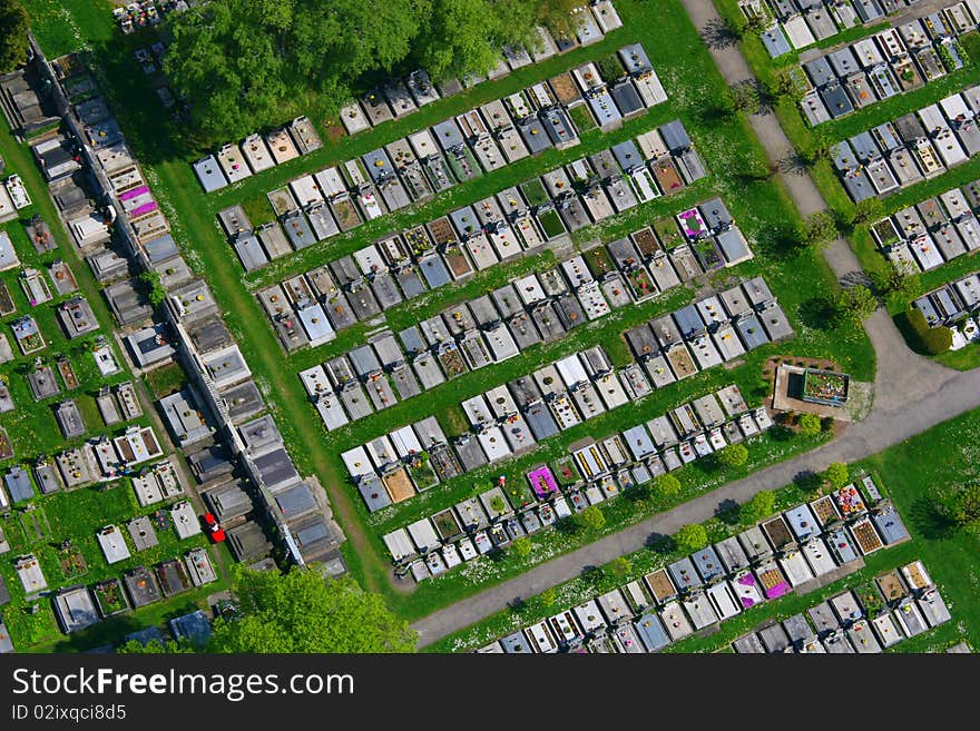 Overview of the cemetery from the aircraft