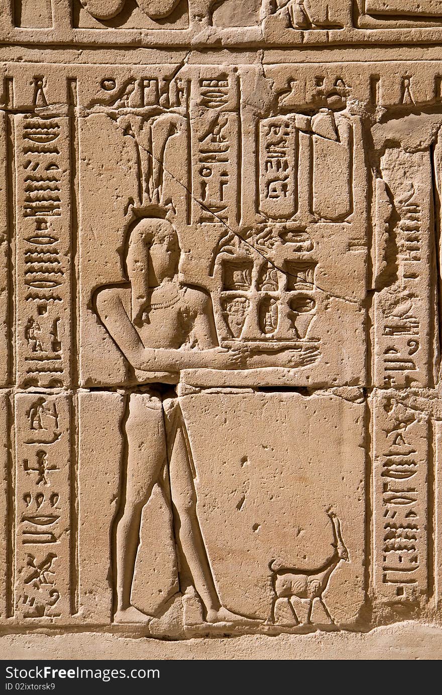 Closeup on ancient hieroglyphs in egyptian temple. Closeup on ancient hieroglyphs in egyptian temple