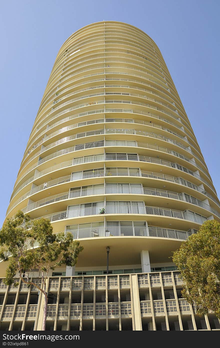 Hotel Tower Structure on Southern California Coastline in Long Beach