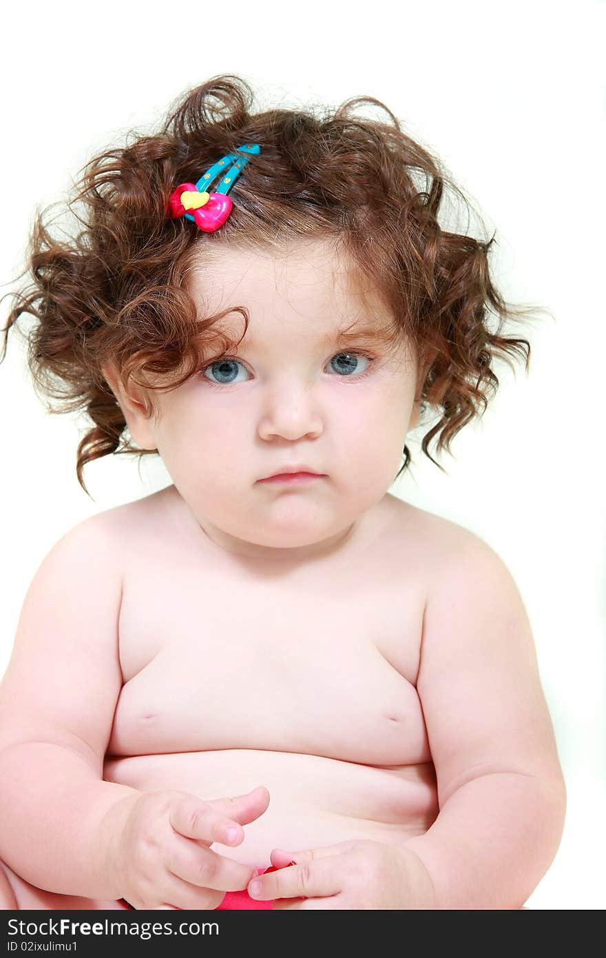 Cute serious toddler girl