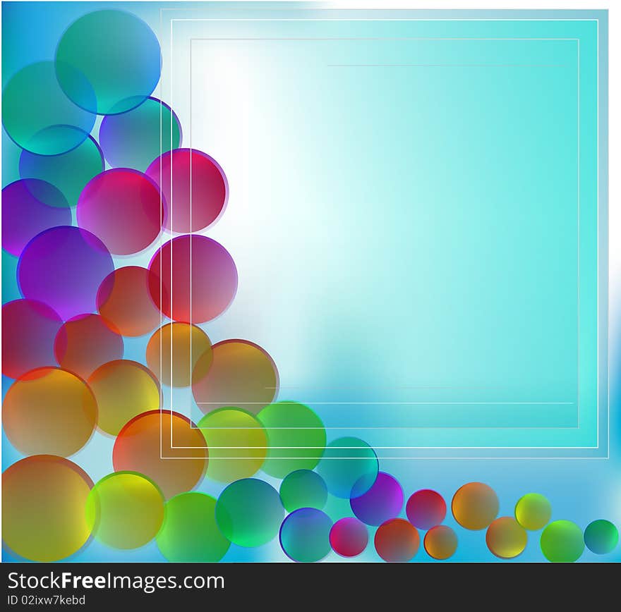 Blue abstract background with colored circles. Blue abstract background with colored circles