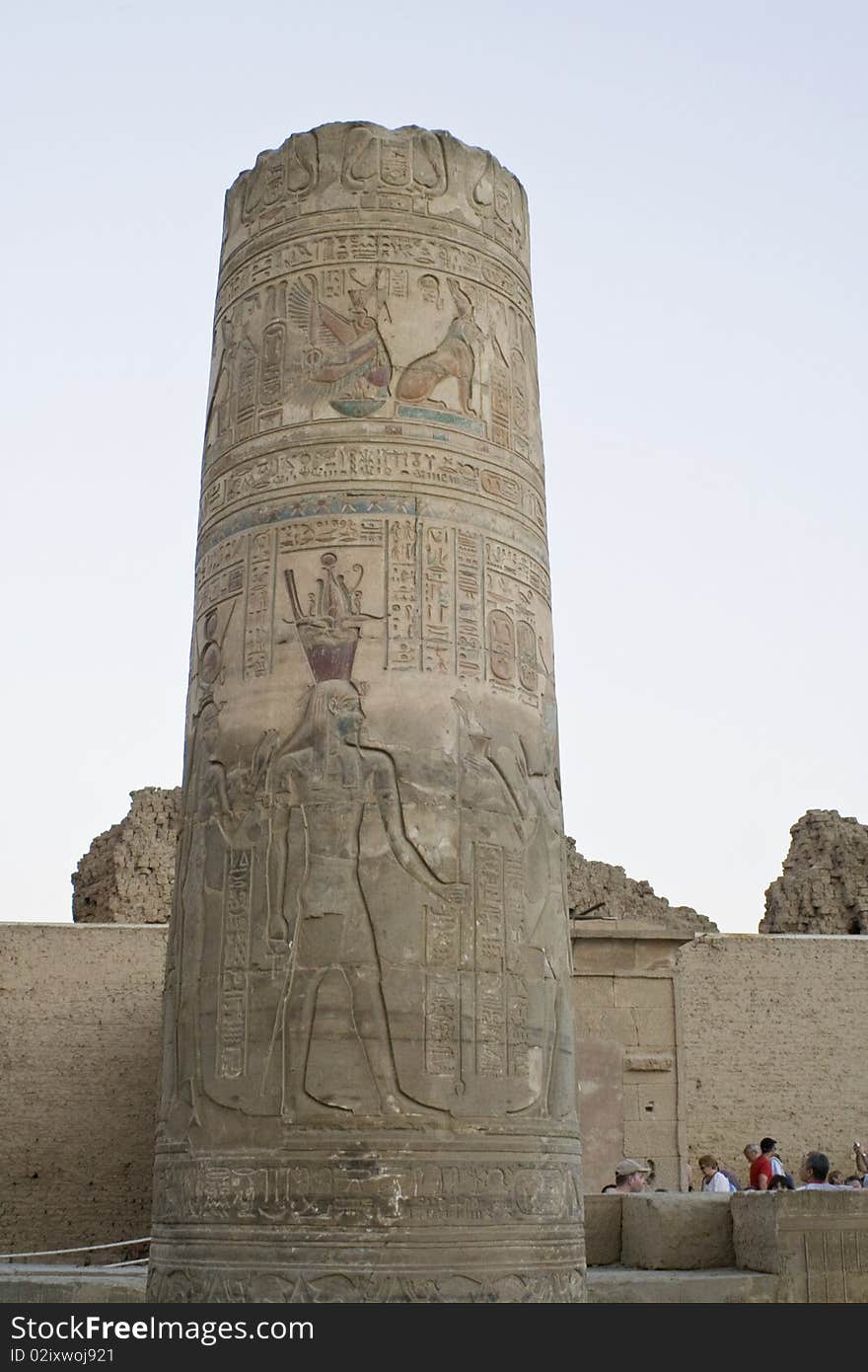 Hieroglyphics on the piller of Temple of Kom Ombo, Egypt. Hieroglyphics on the piller of Temple of Kom Ombo, Egypt