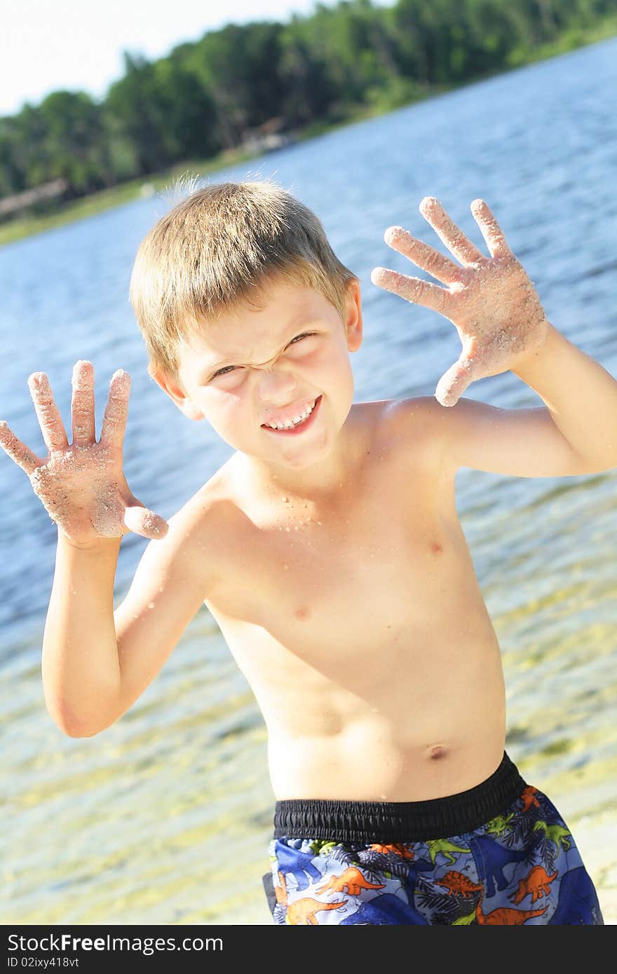 Shot of cute sandy hands vertical angle