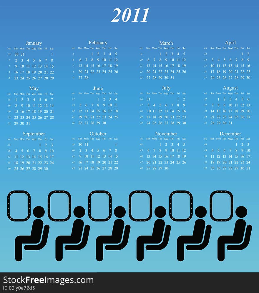 2011 calendar with an abstract airline passenger theme