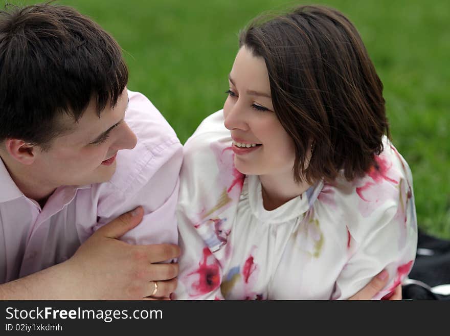 Happy couple on the nature